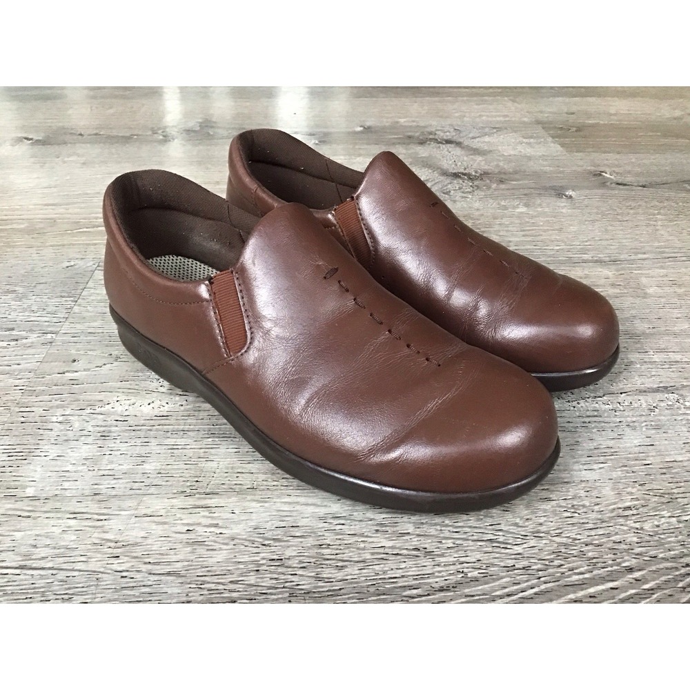 SAS Viva Womens Size 7 M Brown Leather Casual Slip On Comfort Shoes